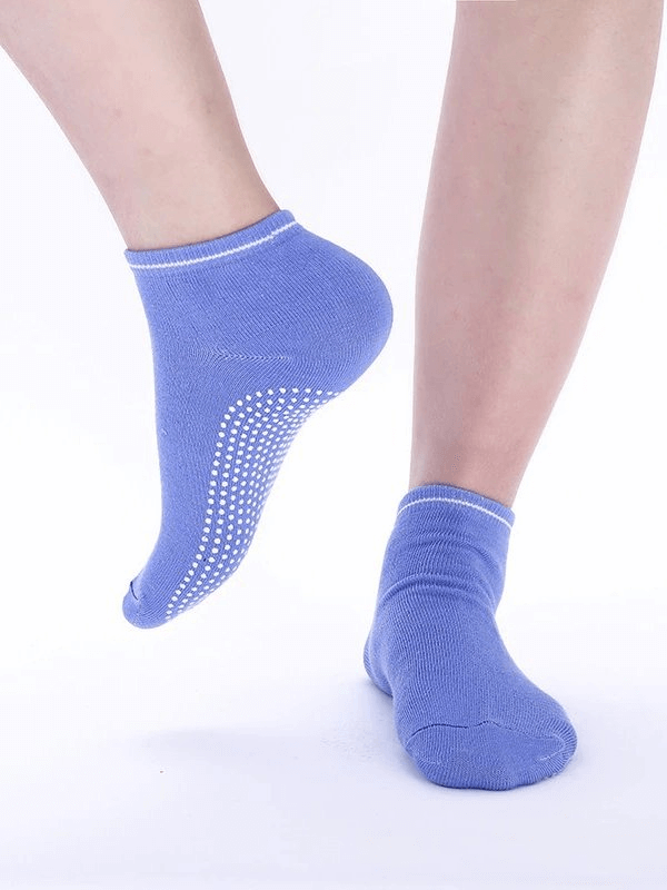 Sporty anti-slip breathable women's socks with massage granules in blue, designed for comfort and non-slip protection.