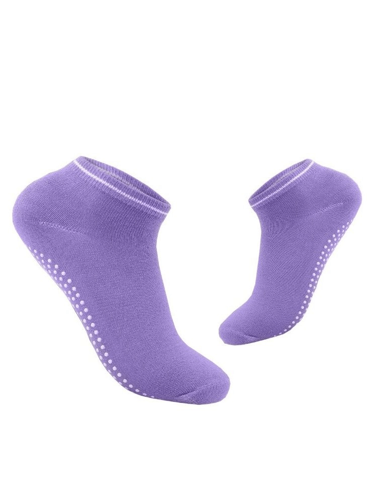 Purple sports anti-slip breathable women's socks with massage granules for comfort, made of high-quality cotton. Unisex design.