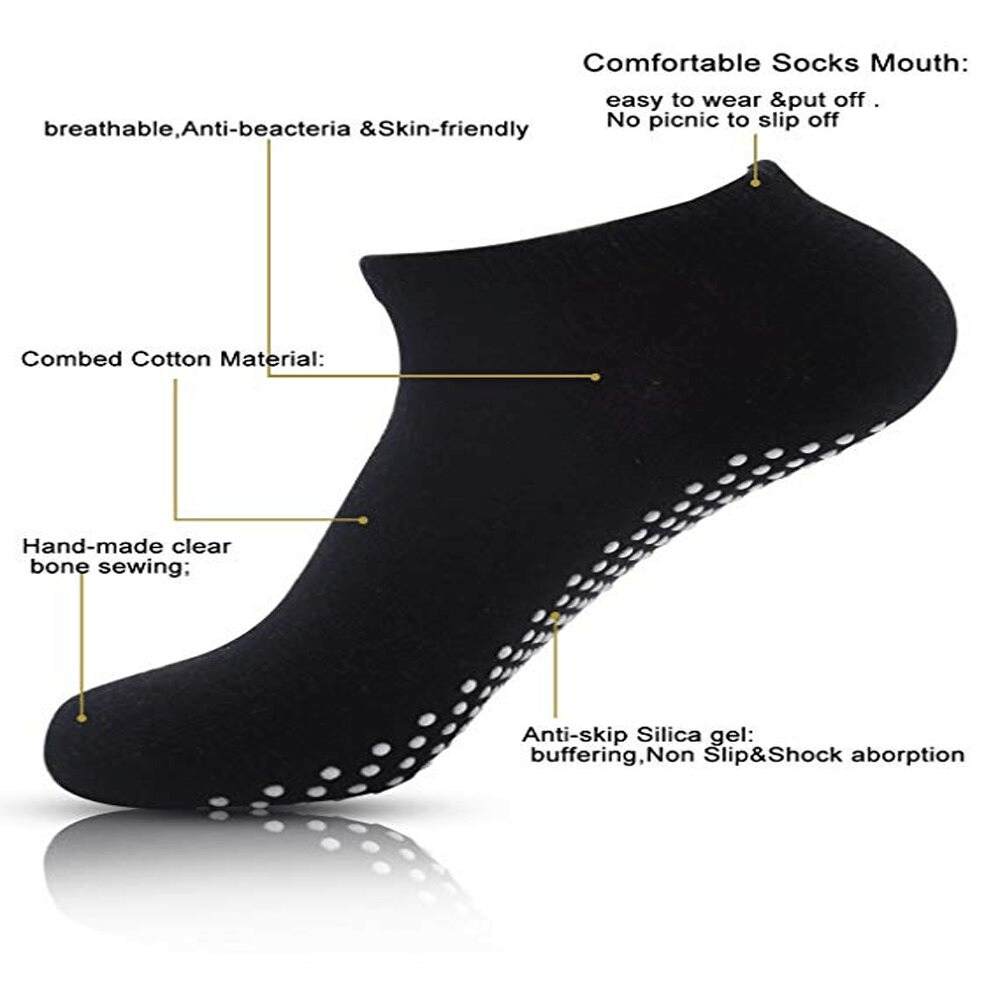 Black sports anti-slip breathable sock with massage granules and comfort features, perfect for active use.