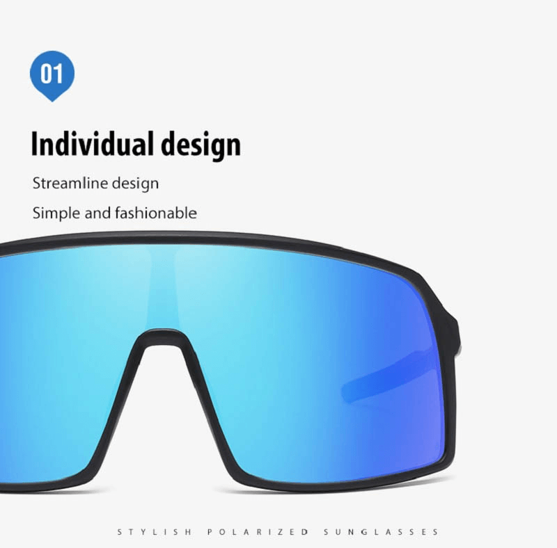 Blue Sports Big Frame Windproof Goggles with UV400 Protection and Polarized Mirror Lenses, Unisex Fashion Eyewear SF0955