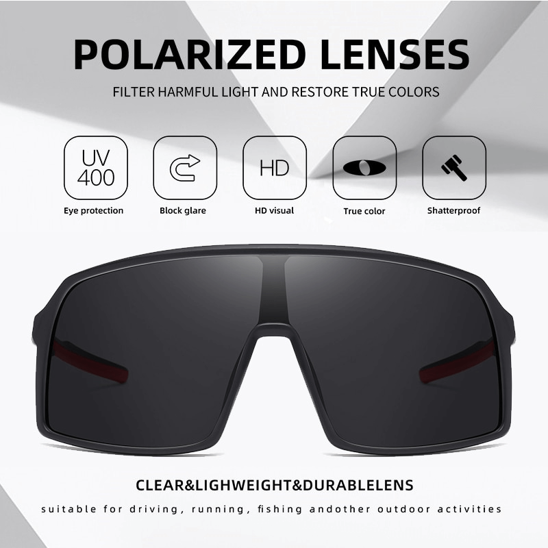 Stylish UV400 windproof goggles with black polarized lenses, providing superior eye protection and reducing glare for outdoor activities.