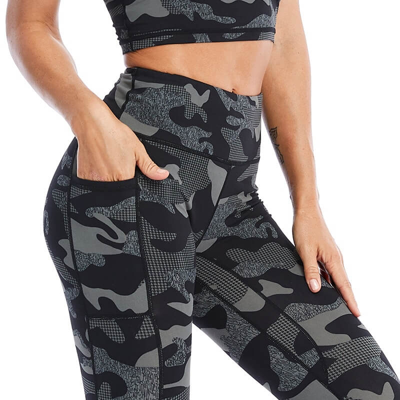 Leggings de camouflage sportif pour femmes / Pantalons de yoga taille haute - SPF0993 