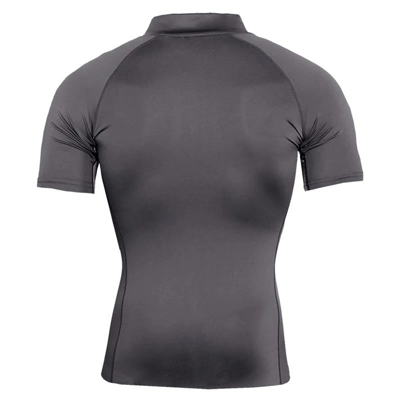 T-shirt à manches courtes avec fermeture éclair pour hommes de compression sportive - SPF0645 