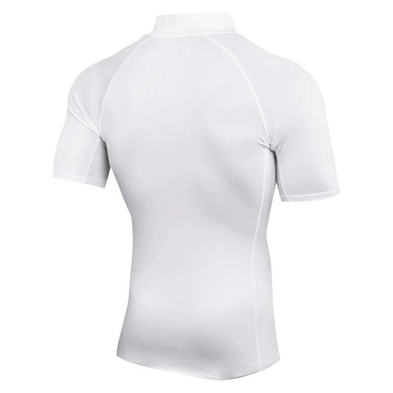 T-shirt à manches courtes avec fermeture éclair pour hommes de compression sportive - SPF0645 