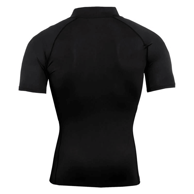 T-shirt à manches courtes avec fermeture éclair pour hommes de compression sportive - SPF0645 