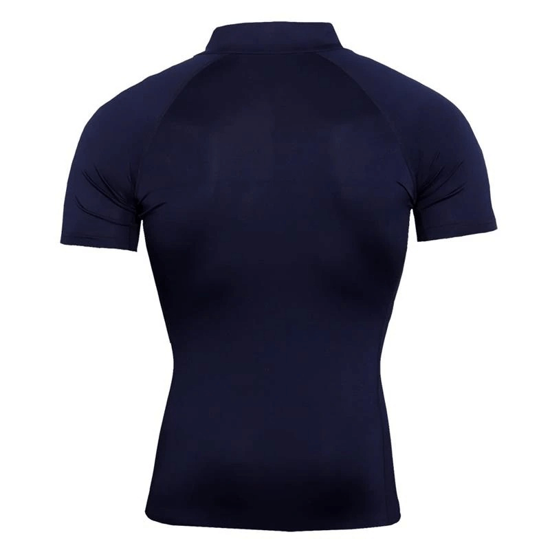T-shirt à manches courtes avec fermeture éclair pour hommes de compression sportive - SPF0645 