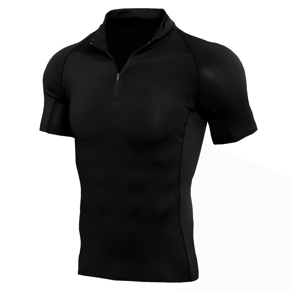 Sports Compression Men's Zipper Short Sleeves T-Shirt - SF0645