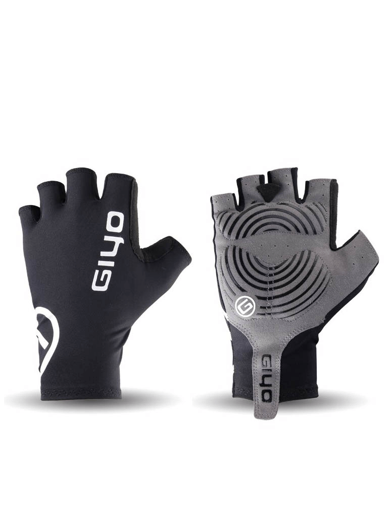 Unisex black half-finger bicycle gloves with breathable, durable material ideal for cycling comfort and protection, style SF0303.