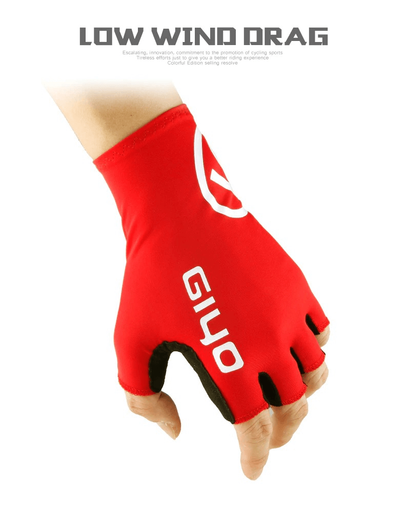 Red sports elastic half-finger bicycle glove for unisex, showcasing breathable design suitable for cycling enthusiasts in style SF0303.