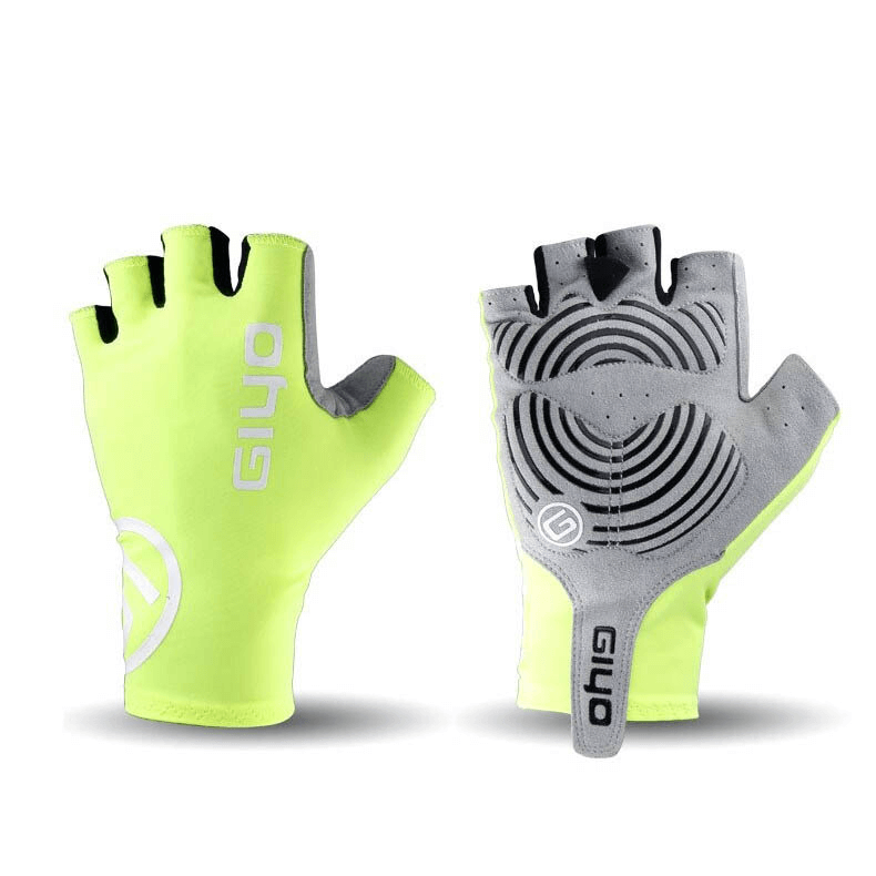 Unisex yellow half-finger cycling gloves with durable gripping, ideal for cycling enthusiasts. Breathable and washable design.