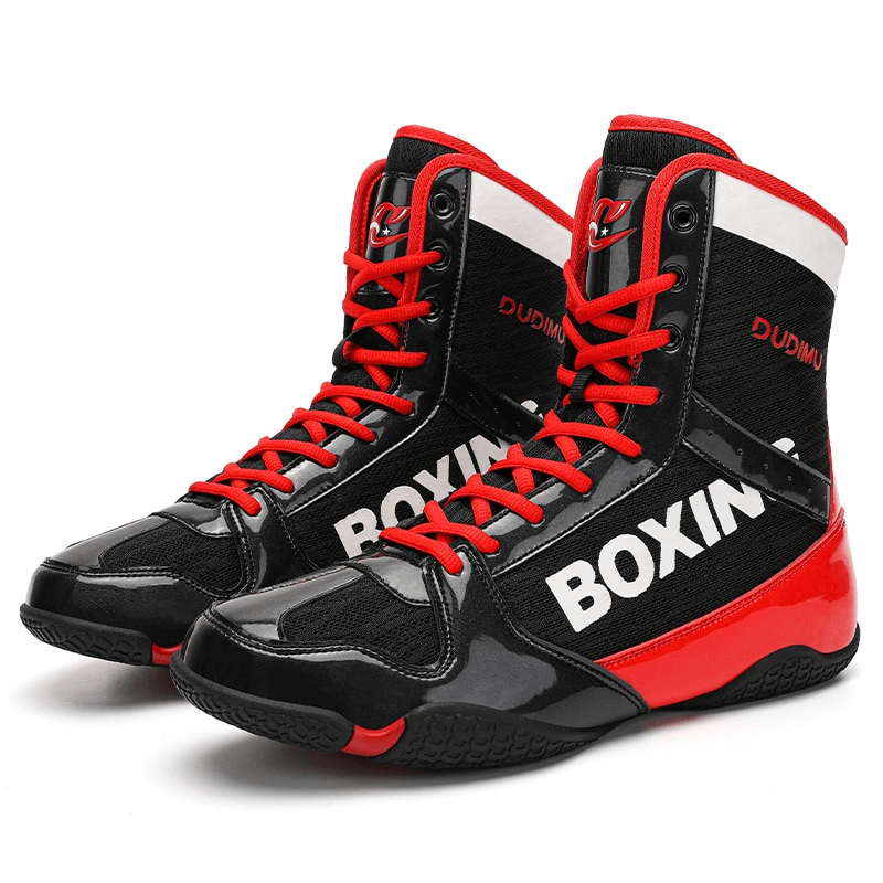 Unisex Wrestling Sneakers SF1202 with anti-slip sole, red and black design, offering superior grip and flexibility for enhanced performance.