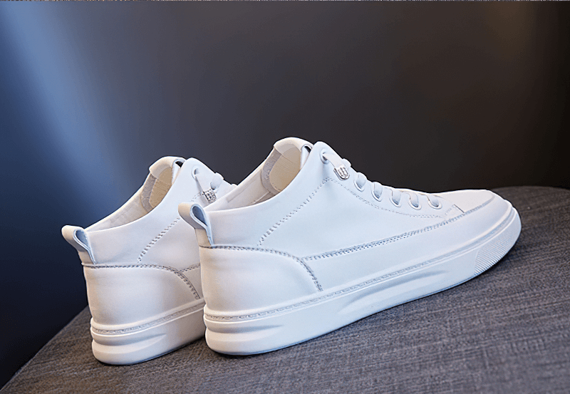 White genuine leather lace-up shoes for women, featuring a vulcanized sole and low heel, perfect for sport and casual wear.