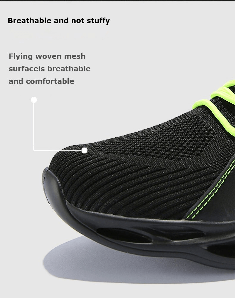 Close-up of black women's sneaker with breathable mesh and neon accents showcasing comfort and style.