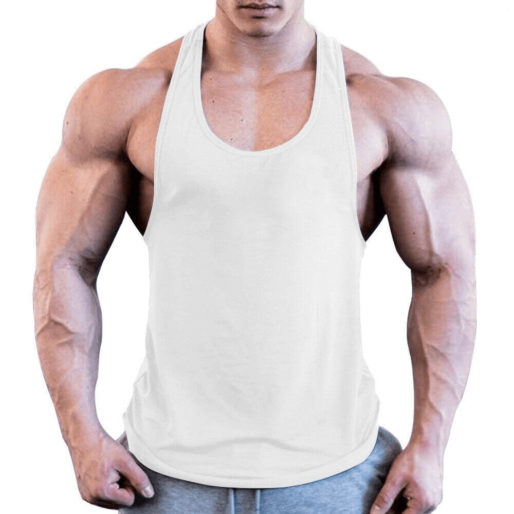Sports Lightweight Men's Tank for Bodybuilding SF0380 in soft cotton, showcasing a muscular build with comfort and style.
