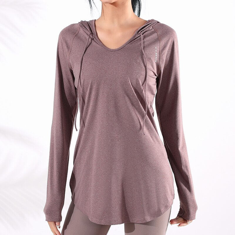 Sweat-shirt à capuche ample de sport pour femmes / vêtements de fitness - SPF1223 