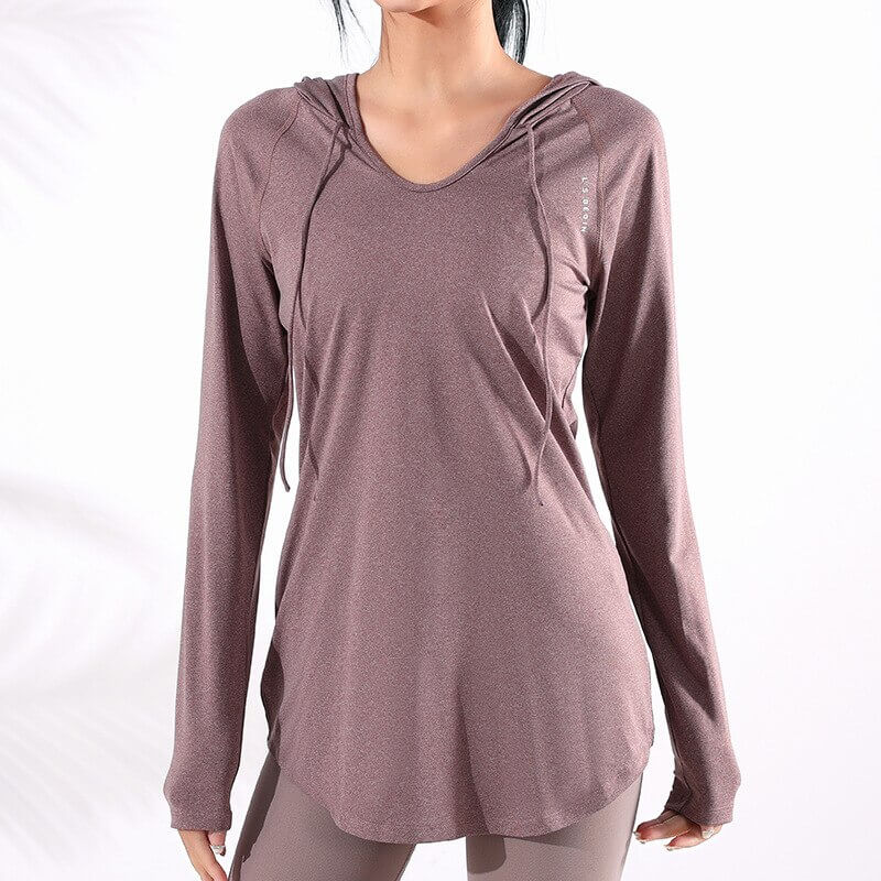 Women's sports loose hooded sweatshirt SF1223, perfect for yoga and fitness, with anti-pilling and quick dry features.