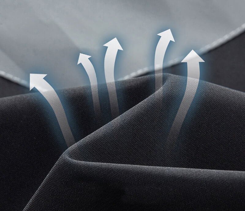 Breathable fabric of men's sports hooded jacket SF0864 with reflective strips, showcasing air flow and comfort.