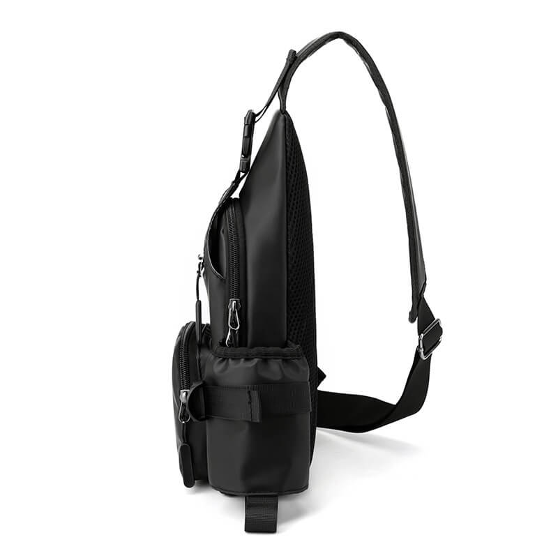 Sports Men's Crossbody Bag with USB-port featuring nylon exterior, zipper closures, and adjustable strap for comfortable carry.