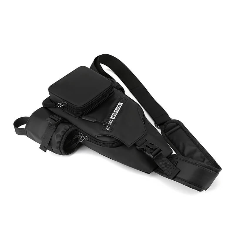 Sports Men's multifunctional crossbody bag with USB-port, nylon design, arcuate strap, and secure zipper closure - model SF1212