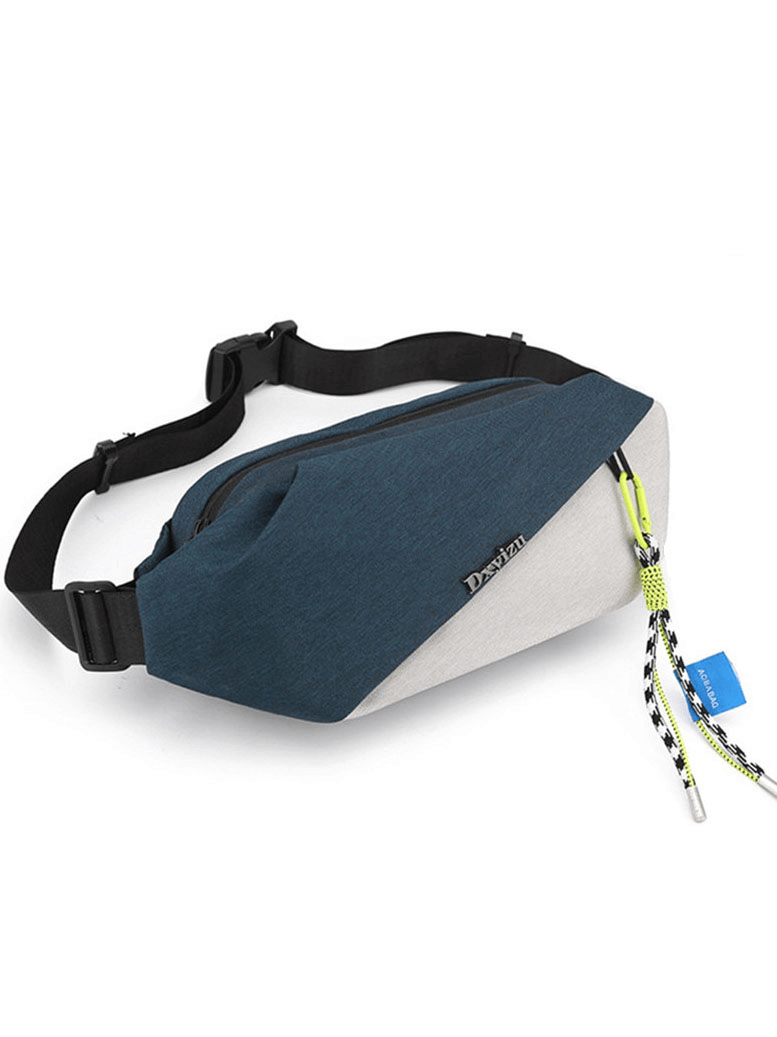 Trendy sports men's waterproof crossbody chest bag in Oxford fabric, featuring a removable pendant and zipper closure, perfect for on-the-go adventures.
