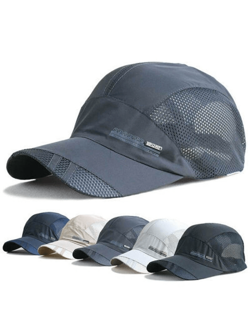 Unisex sports mesh baseball cap with UV protection, available in multiple colors. Ideal for outdoor activities.