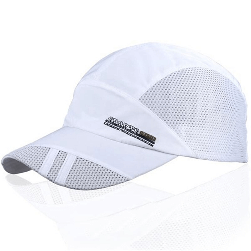 Unisex sports mesh running baseball cap with UV protection, breathable polyester, adjustable strap, perfect for outdoor activities.