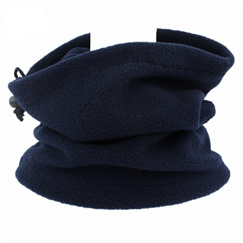 Sports Multi-function Drawcord Polar Fleece Neck Cover SF0580 in navy blue, perfect for outdoor activities and warmth.