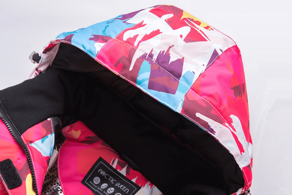 Veste de snowboard chaude avec fermeture éclair multicolore pour femme avec capuche - SPF0931 