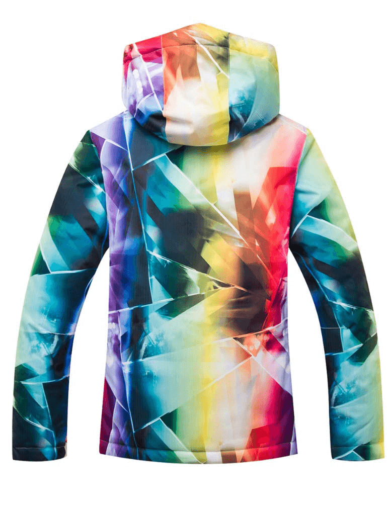 Veste de snowboard chaude avec fermeture éclair multicolore pour femme avec capuche - SPF0931 