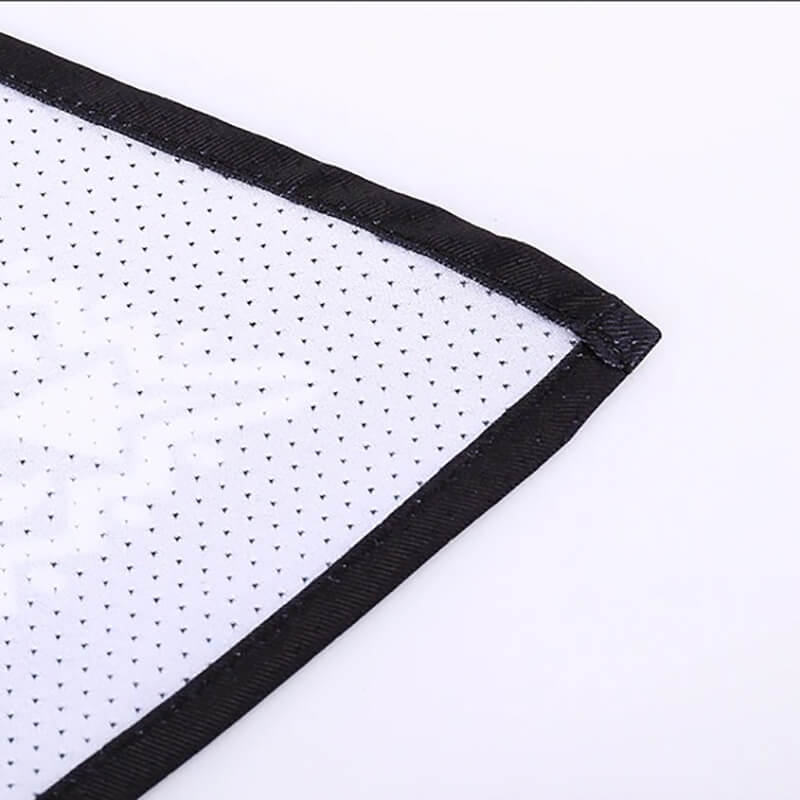 Close-up of a lightweight, breathable sports neck gaiter with black trim, ideal for cycling and outdoor activities.