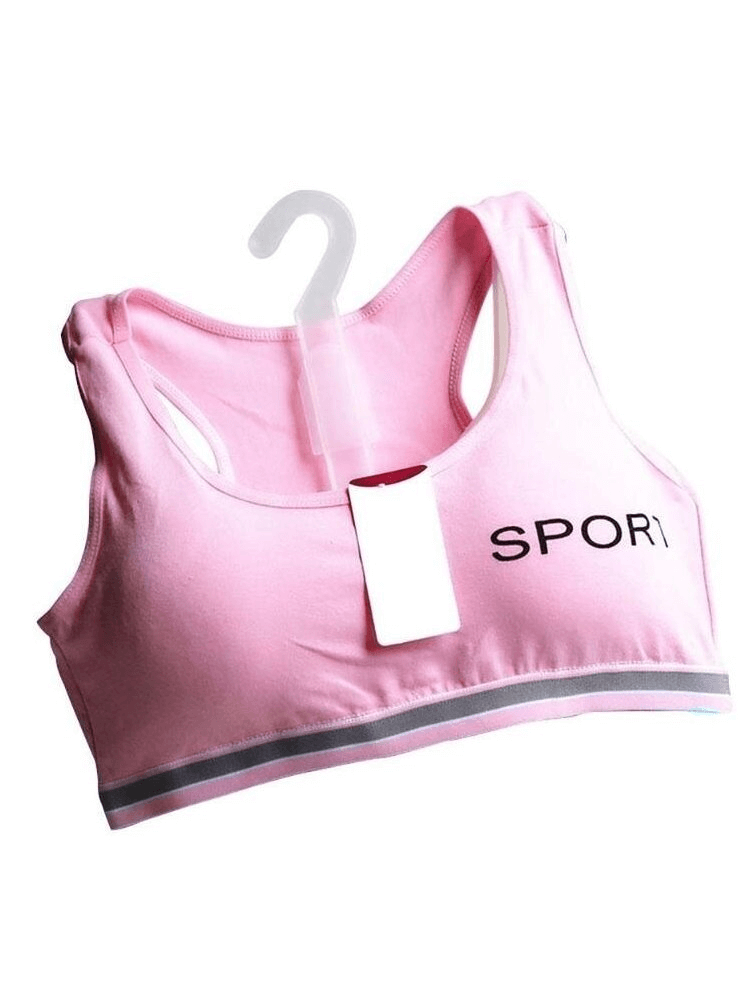 Pink sports quick-drying elastic top-bra with lining on a hanger, perfect for fitness and comfort, style SF0503.