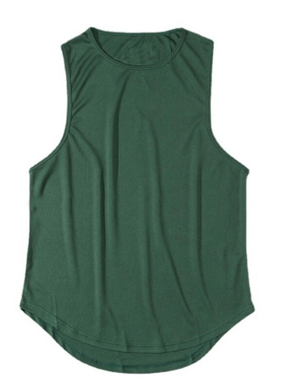 Green men's quick-drying sports tank top for training and gym activities.