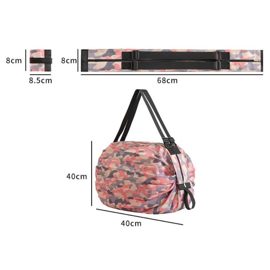 Camouflage sports shoulder bag for women with dimensions, lightweight and waterproof, perfect for fitness and outdoor activities.