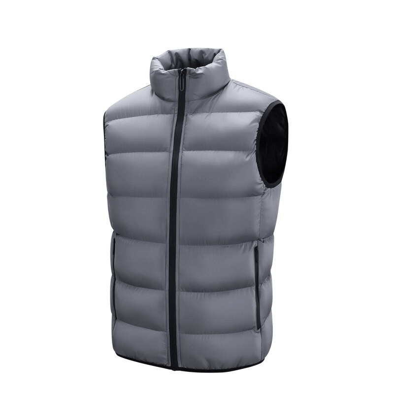 Alt Tag: Gray sports stand collar windproof football sleeveless jacket SF0464 with zipper, ideal for outdoor training.