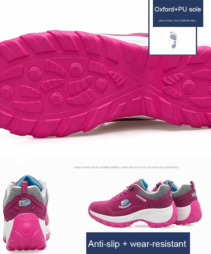 Stylish women's sports shoes with animal print, pink anti-slip PU sole, and lace-up design for stability and comfort - Size 35-42.