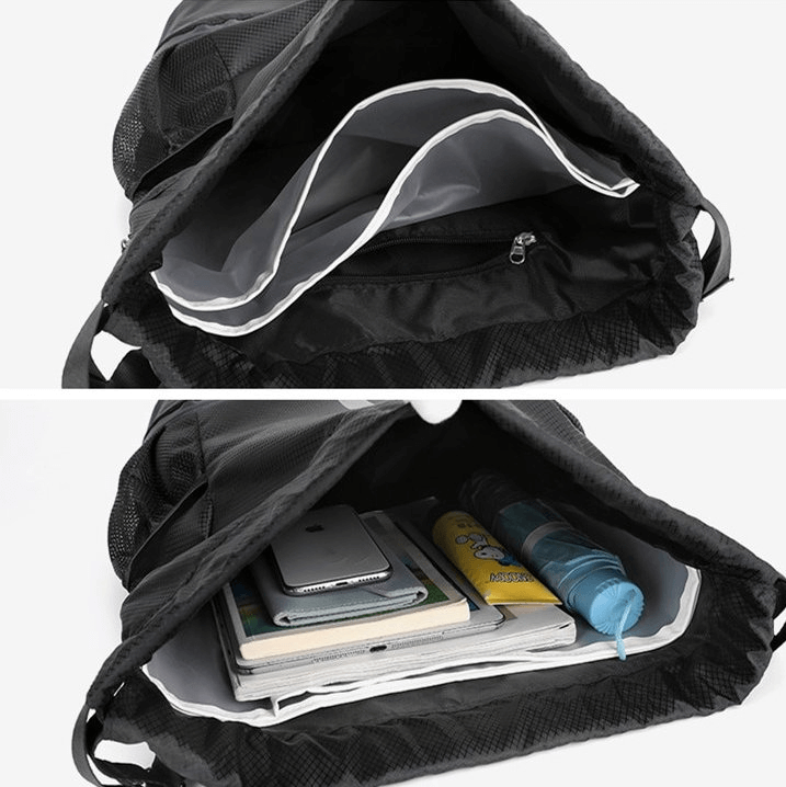 Unisex sports waterproof shoe bag showing spacious compartments and versatile storage for shoes, gadgets, and accessories.