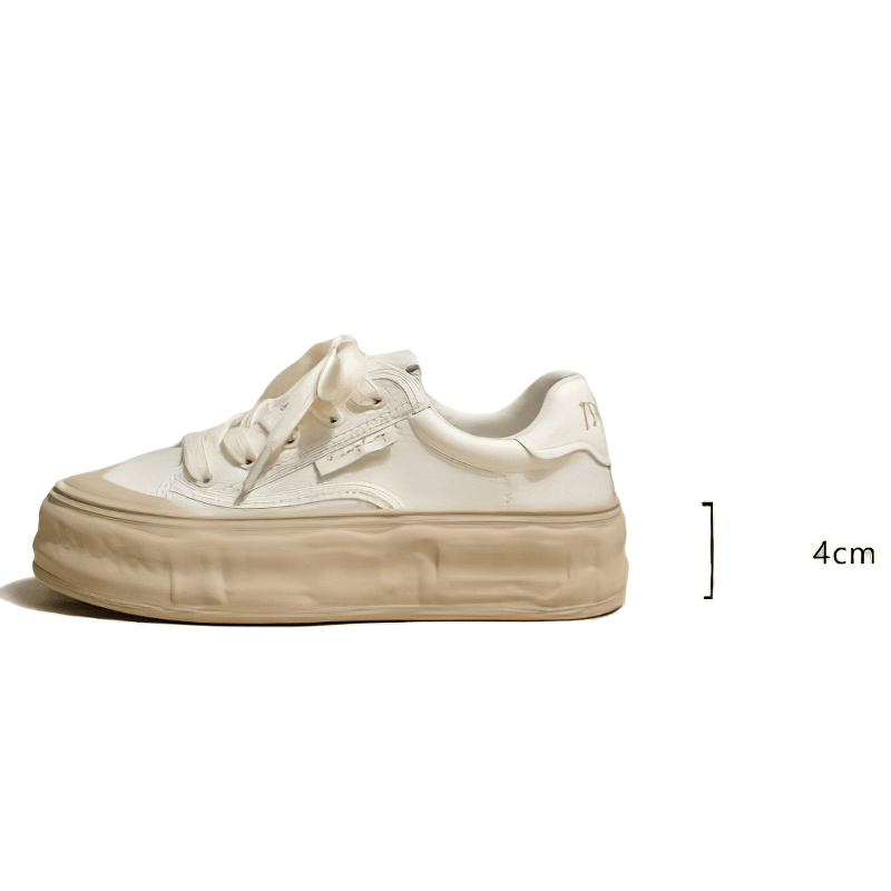 Women's sports lace-up sneakers with thick 4cm sole, round toe, and mixed color design. Perfect for style and comfort.