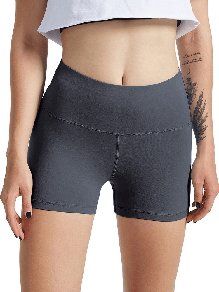 Sporty Elastic Women's Black Short Shorts SF0188, perfect for training with high waist and comfortable fit.