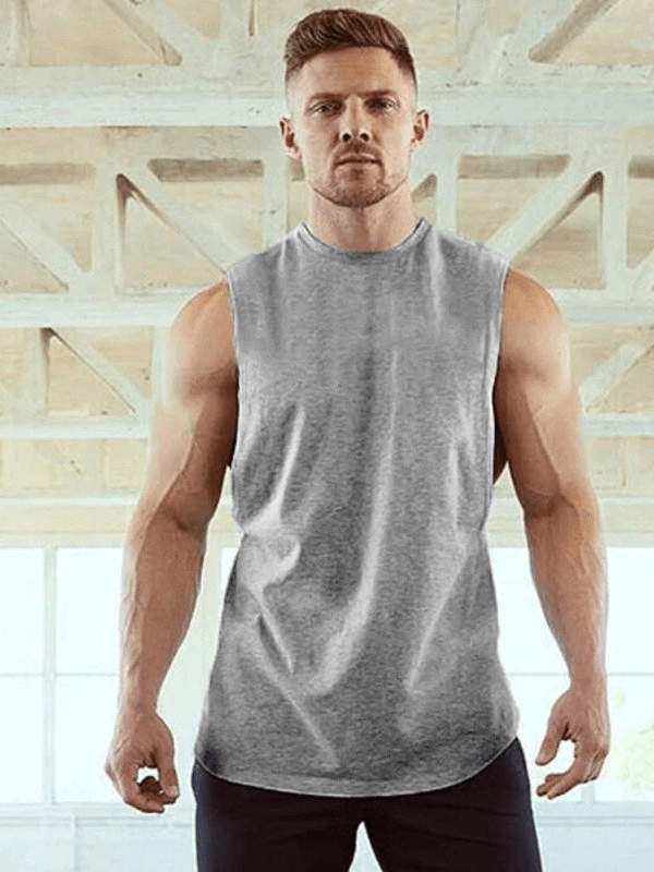 Sporty quick-drying men's tank with dropped armholes, perfect for active lifestyles.