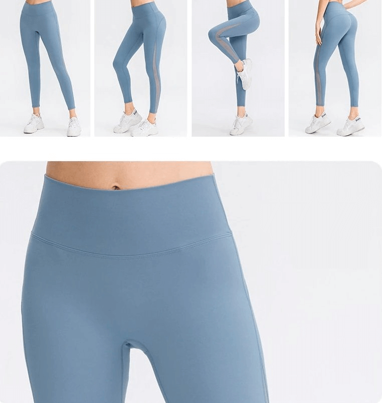 Sporty Seamless Women's High Waist Leggings SF0153 displaying flexible fit and moisture-wicking fabric in stylish yoga poses.