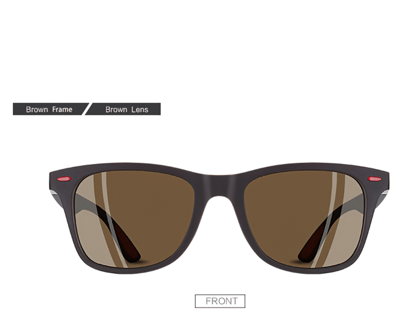 Brown frame polarized sunglasses SF0950 with TAC lenses, square ultralight design for men and women, front view.