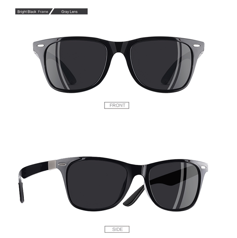 Square ultralight polarized sunglasses SF0950, unisex with black frame, gray lenses, UV400 protection, perfect for outdoor style.