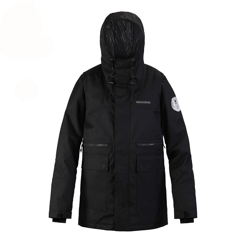 Stand Collar Snowboard Jacket with Multi-Pockets And Velcro Cuff - SF0644