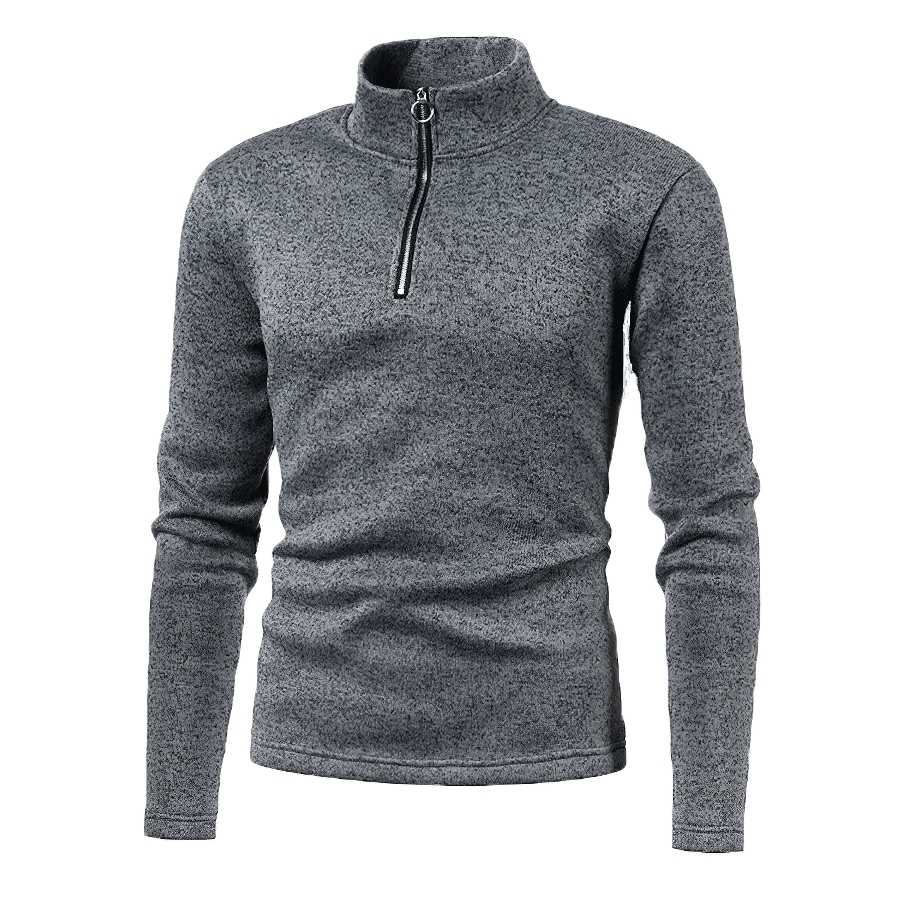 Stand collar men's sweatshirt with half zipper in grey, casual style, standard thickness, polyester material - SF0413