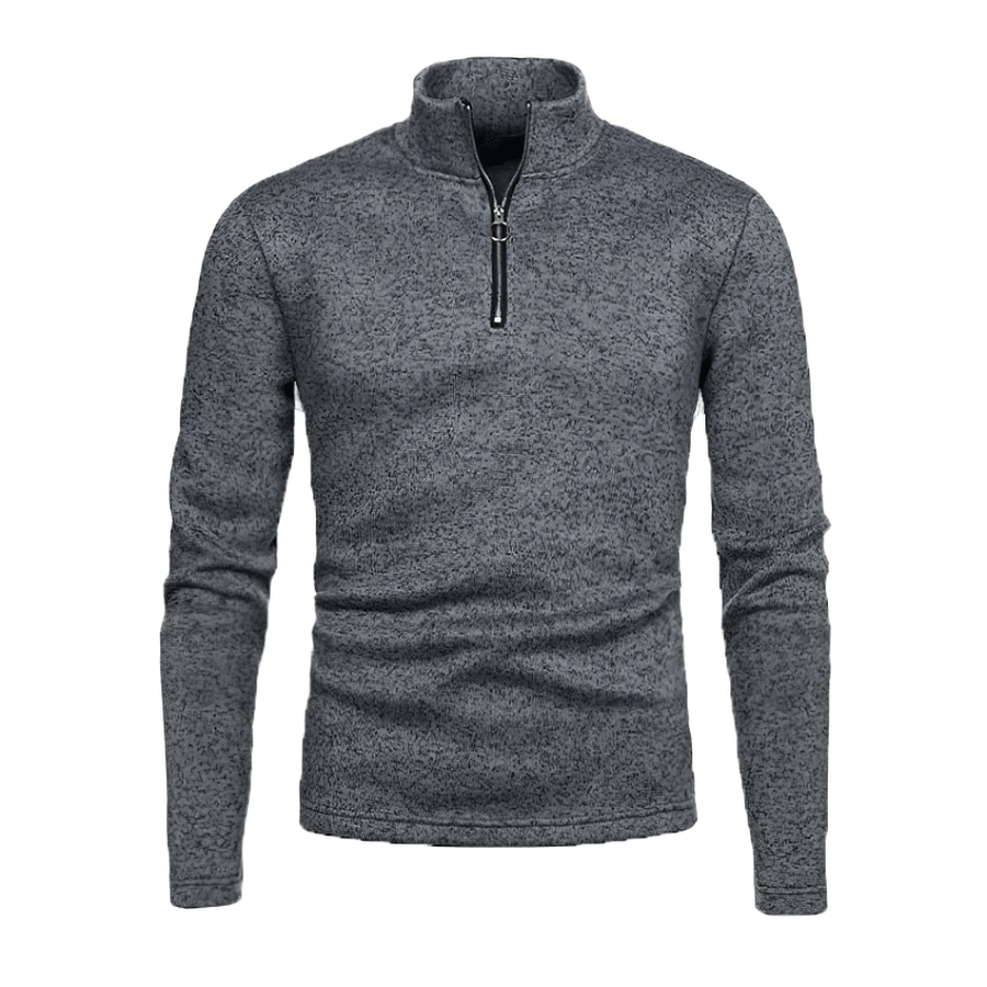Men's stand collar thicker sweatshirt with half zipper in gray, comfortable polyester fabric, casual style - SF0413