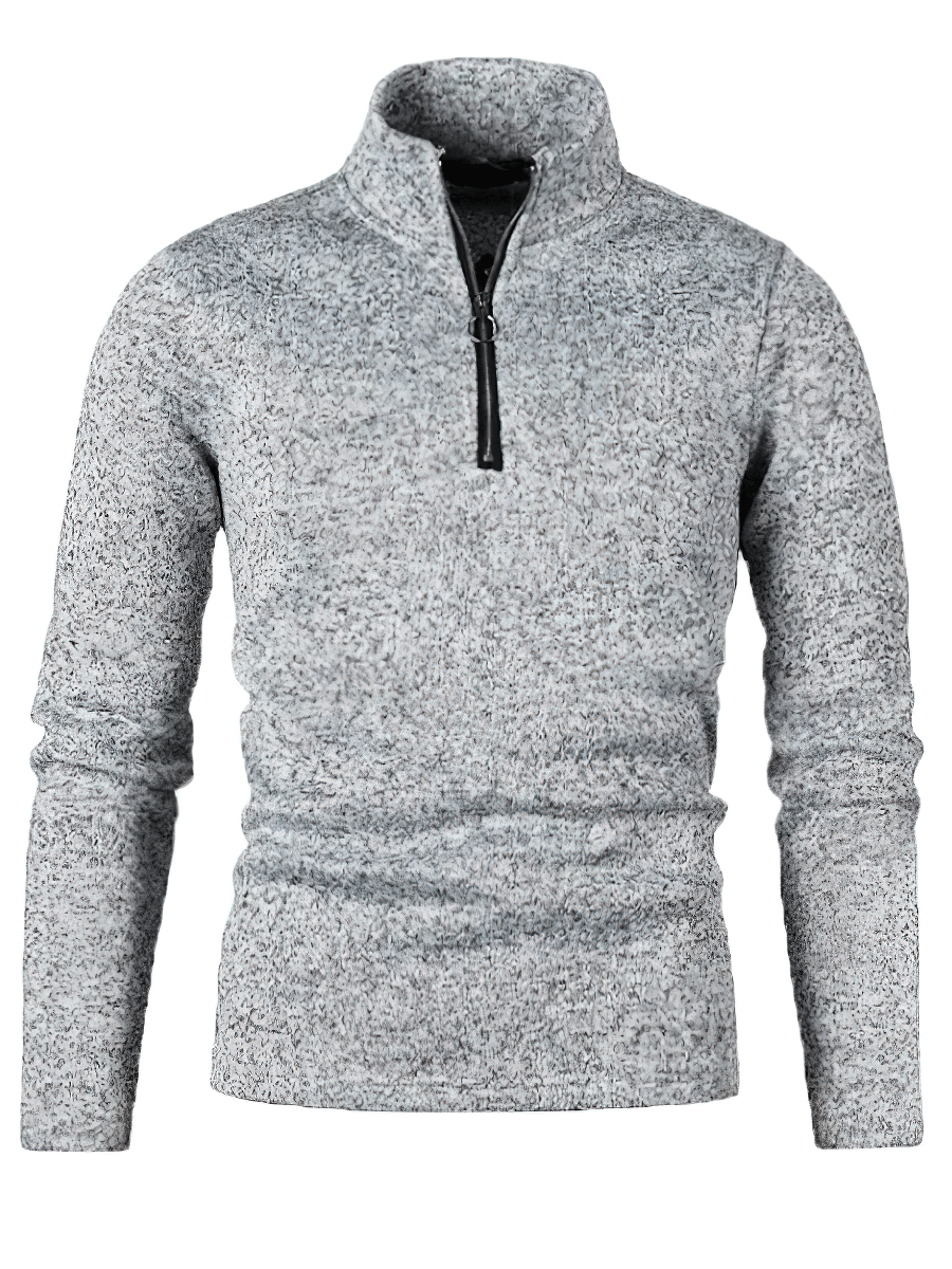 Men's stand collar thick grey sweatshirt with half zipper, casual style, standard thickness, ideal for everyday wear, model SF0413