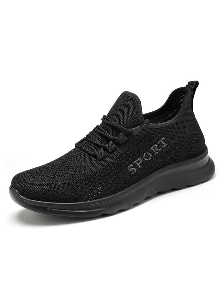 Stylish breathable elastic lace up black sneaker for men, featuring a mesh upper and low heel for comfort and style - SF0980.