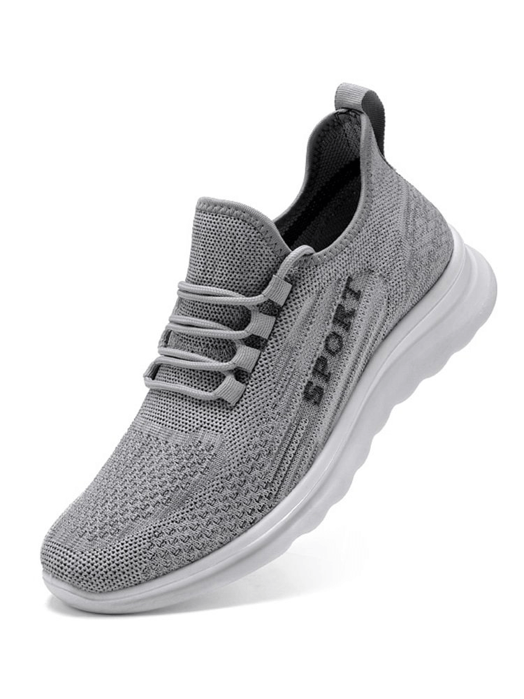 Stylish breathable gray mesh sneakers for men with elastic lace-up design, offering comfort and style - SF0980.