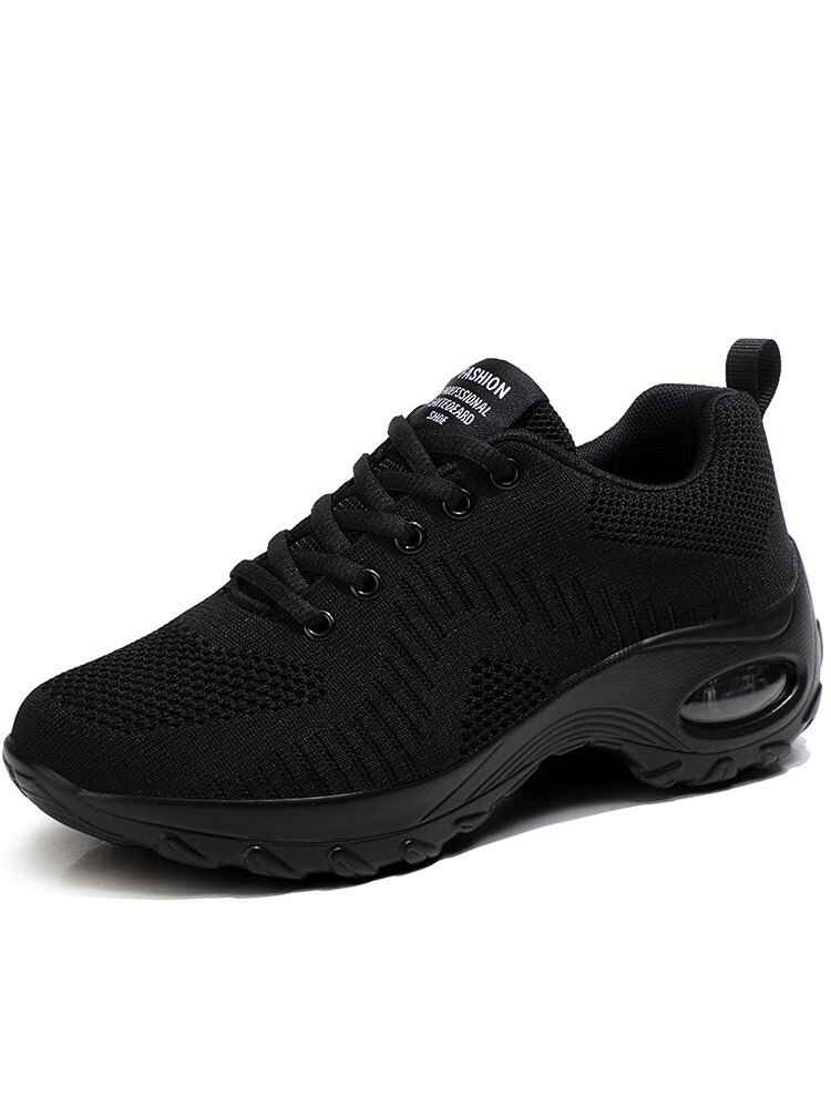 Stylish breathable black women's sneakers with mesh design and cushioned insole, perfect for active wear - SF0775.