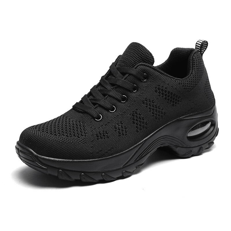 Stylish breathable flexible women's black sneaker with mesh upper, perfect for sports and outdoor activities, model SF0775.